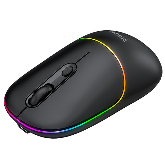 Mouse inalámbrico Proove Blink, RGB, 800DPI - 1600DPI, BT / Wi-Fi, Negro WMBL00002001