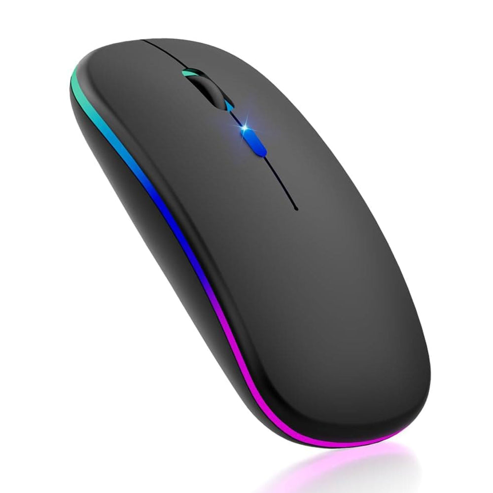 Mouse inalámbrico Techsuit M1, RGB, 1600DPI, BT / Wi-Fi, Negro
