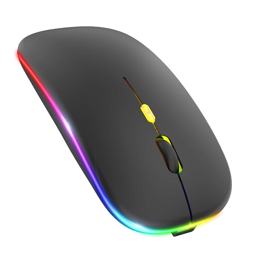 Mouse inalámbrico Techsuit M1, RGB, 1600DPI, BT / Wi-Fi, Negro
