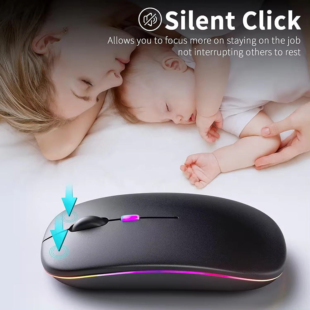 Mouse inalámbrico Techsuit M1, RGB, 1600DPI, BT / Wi-Fi, Negro