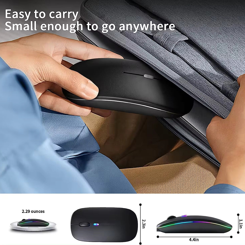 Mouse inalámbrico Techsuit M1, RGB, 1600DPI, BT / Wi-Fi, Negro
