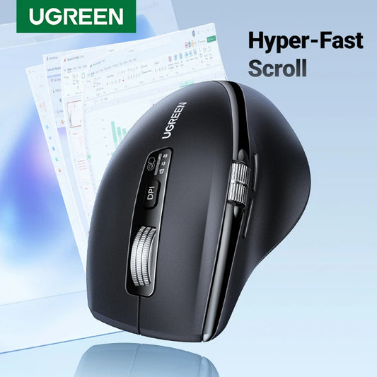 Ratón inalámbrico UGREEN M751, 5000DPI, BT / Wi-Fi, Negro