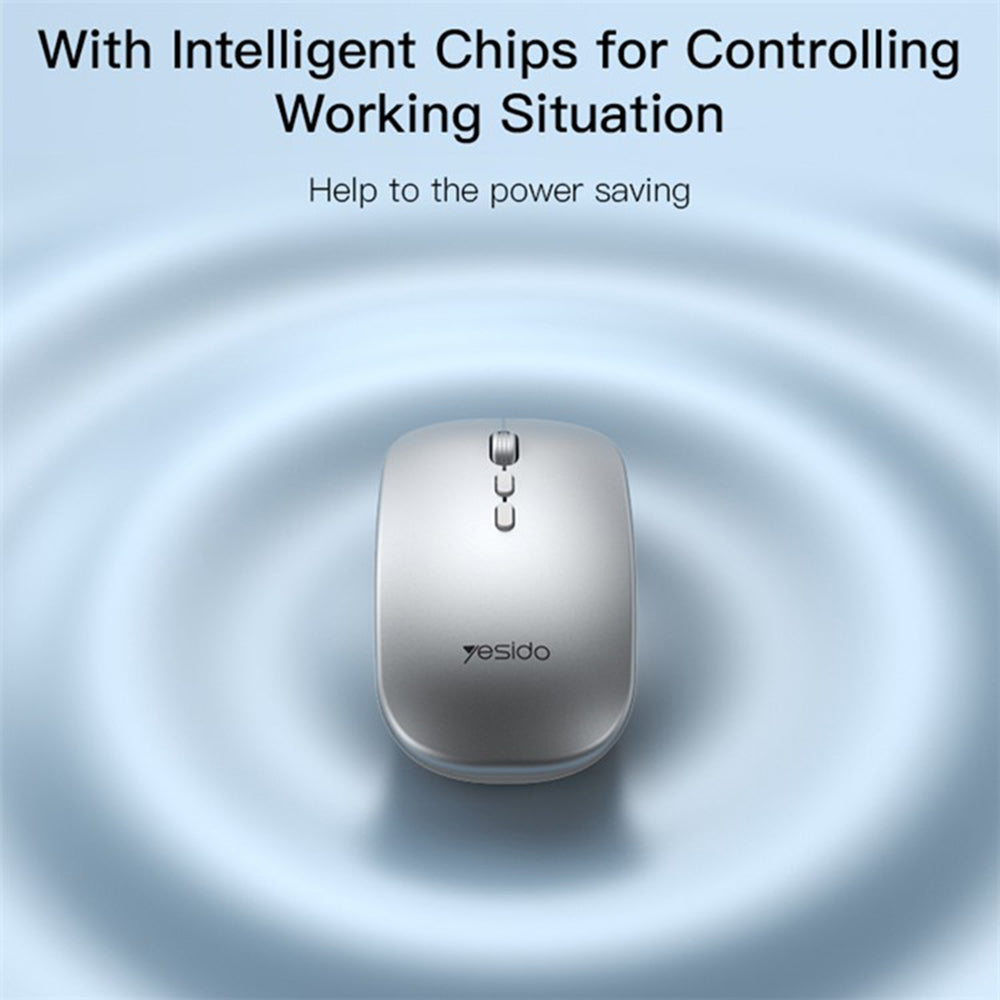 Mouse Wireless Yesido KB15, 800DPI - 1600DPI, Plateado