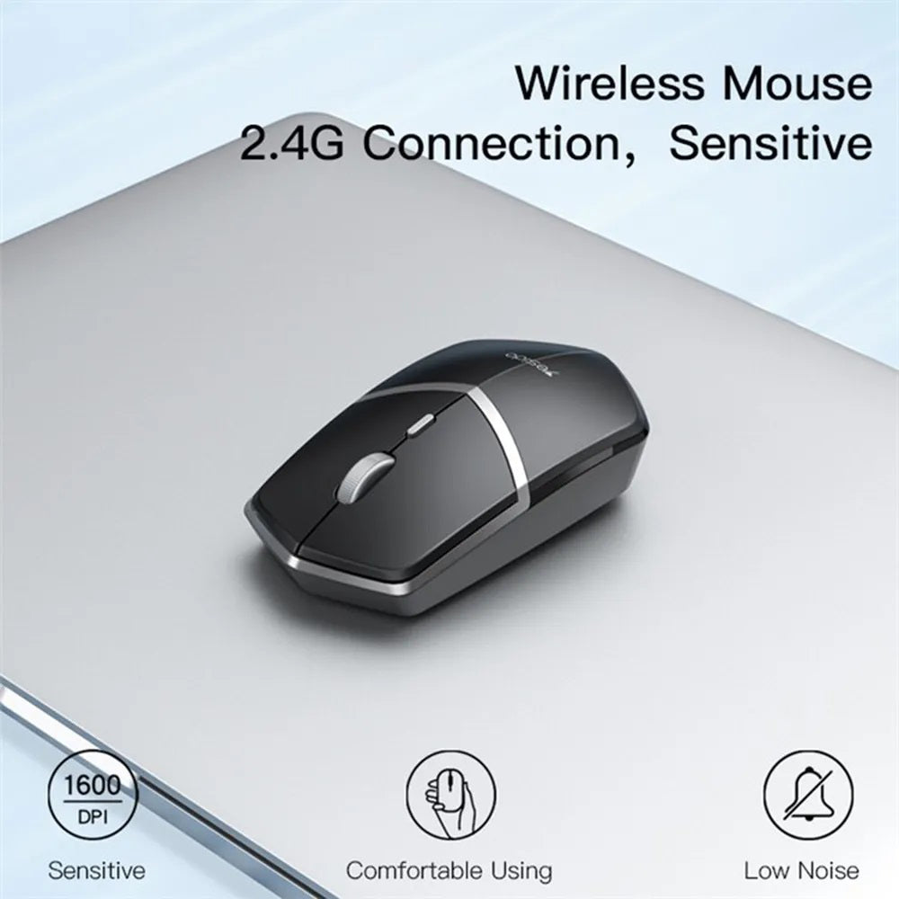 Mouse inalámbrico Yesido KB16, 1600DPI, Negro