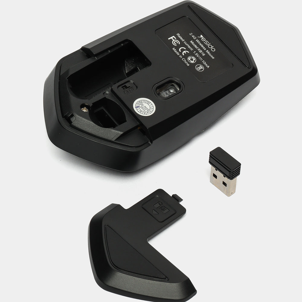 Mouse inalámbrico Yesido KB16, 1600DPI, Negro
