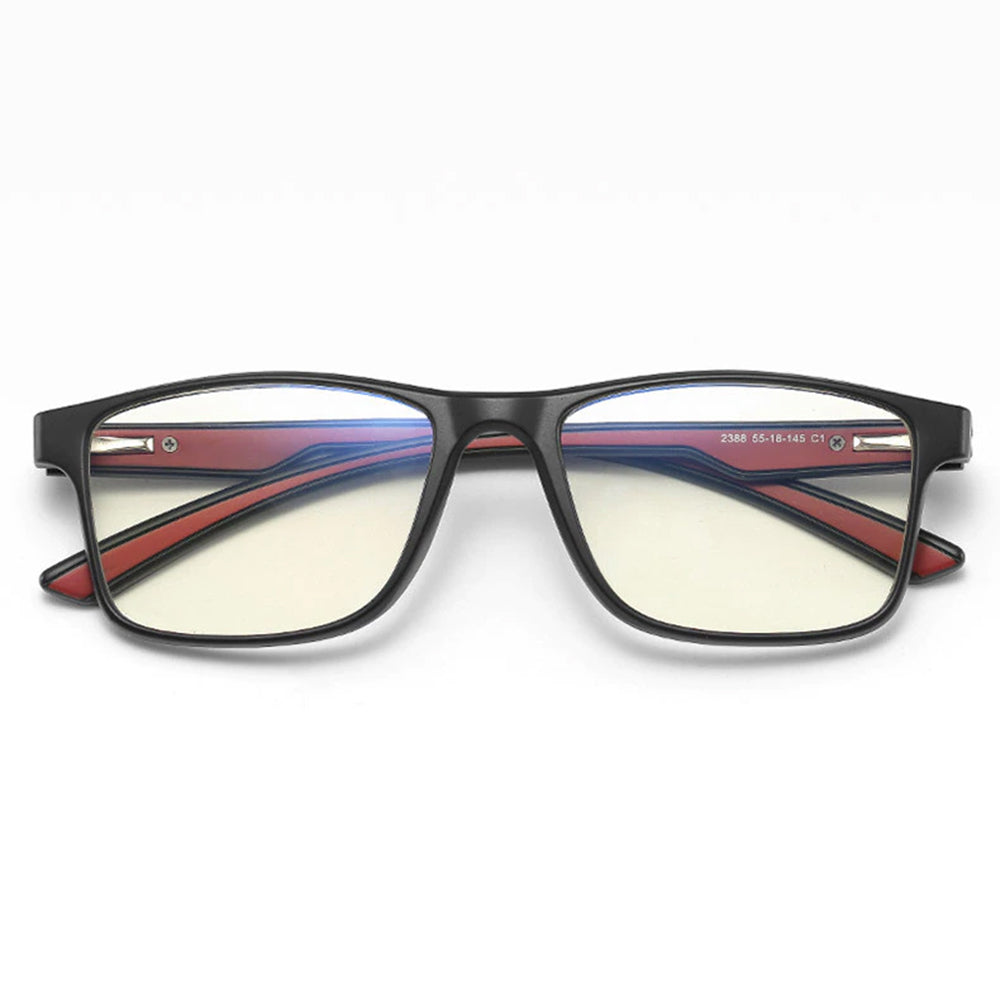 Gafas de Computadora para Hombre Techsuit F2388, Anti Luz Azul, Negro Rojo