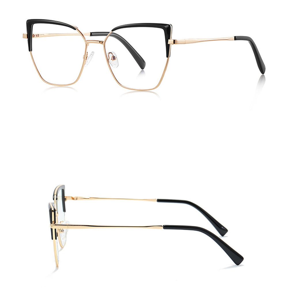 Gafas de Ordenador para Mujer Techsuit 3156, Anti-Luz Azul, Negras Doradas