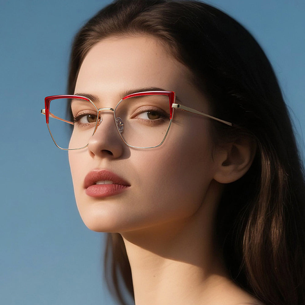Gafas de Ordenador para Mujer Techsuit 3156, Anti-Luz Azul, Negras Doradas