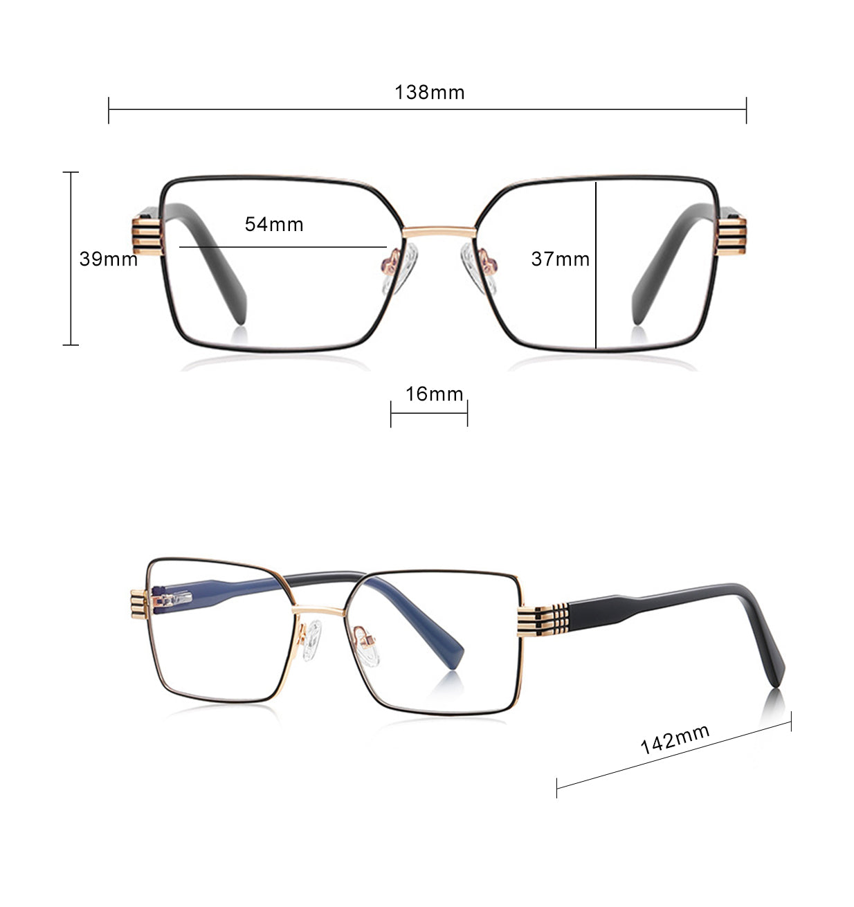 Gafas de Ordenador para Mujer Techsuit 3160, Anti-Luz Azul, Negras