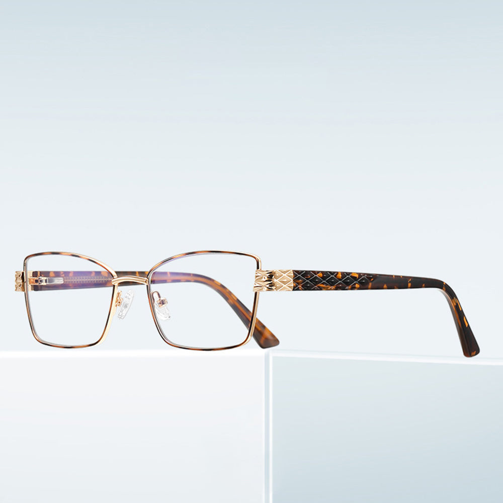 Gafas de Ordenador para Mujer Techsuit 3171, Anti-Luz Azul, Negras Doradas