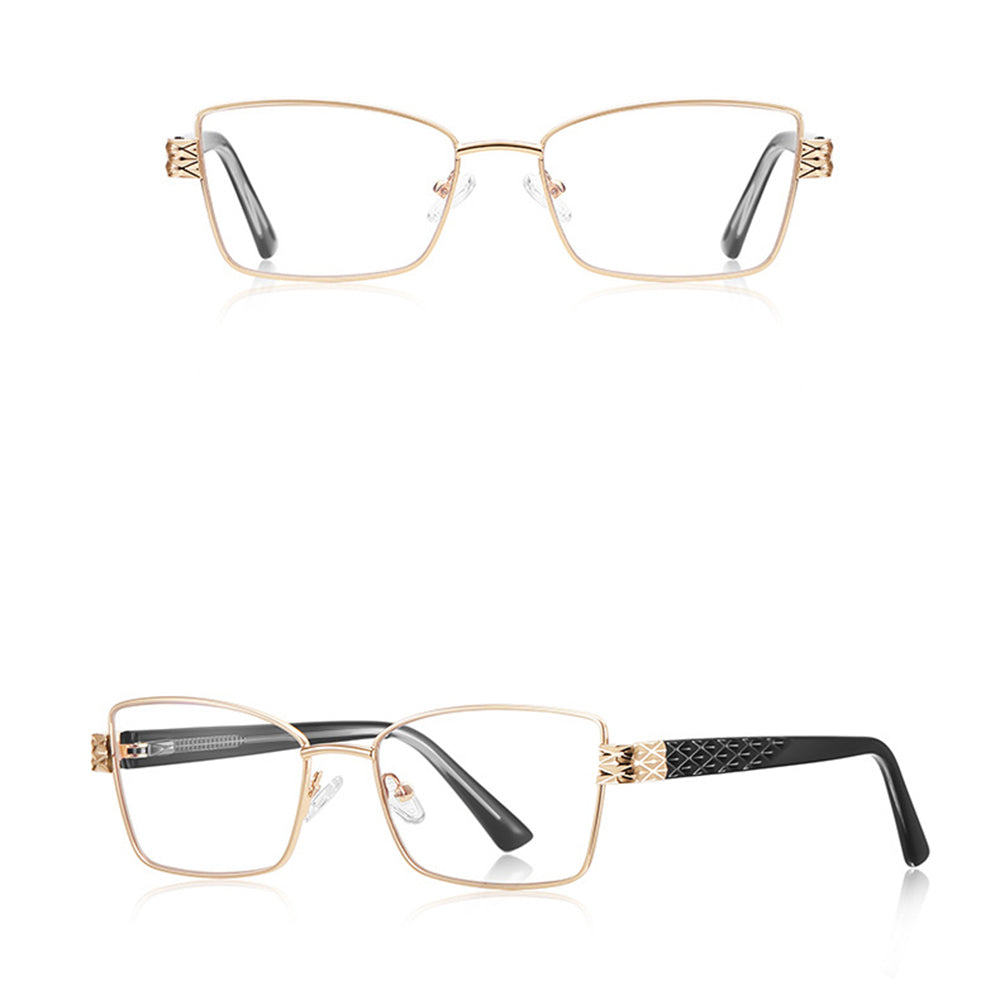 Gafas de Ordenador para Mujer Techsuit 3171, Anti-Luz Azul, Negras Doradas