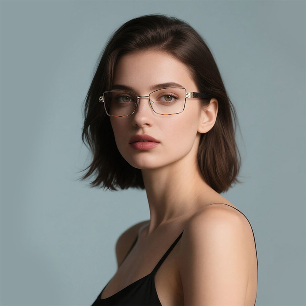 Gafas de Ordenador para Mujer Techsuit 3171, Anti-Luz Azul, Negras Doradas