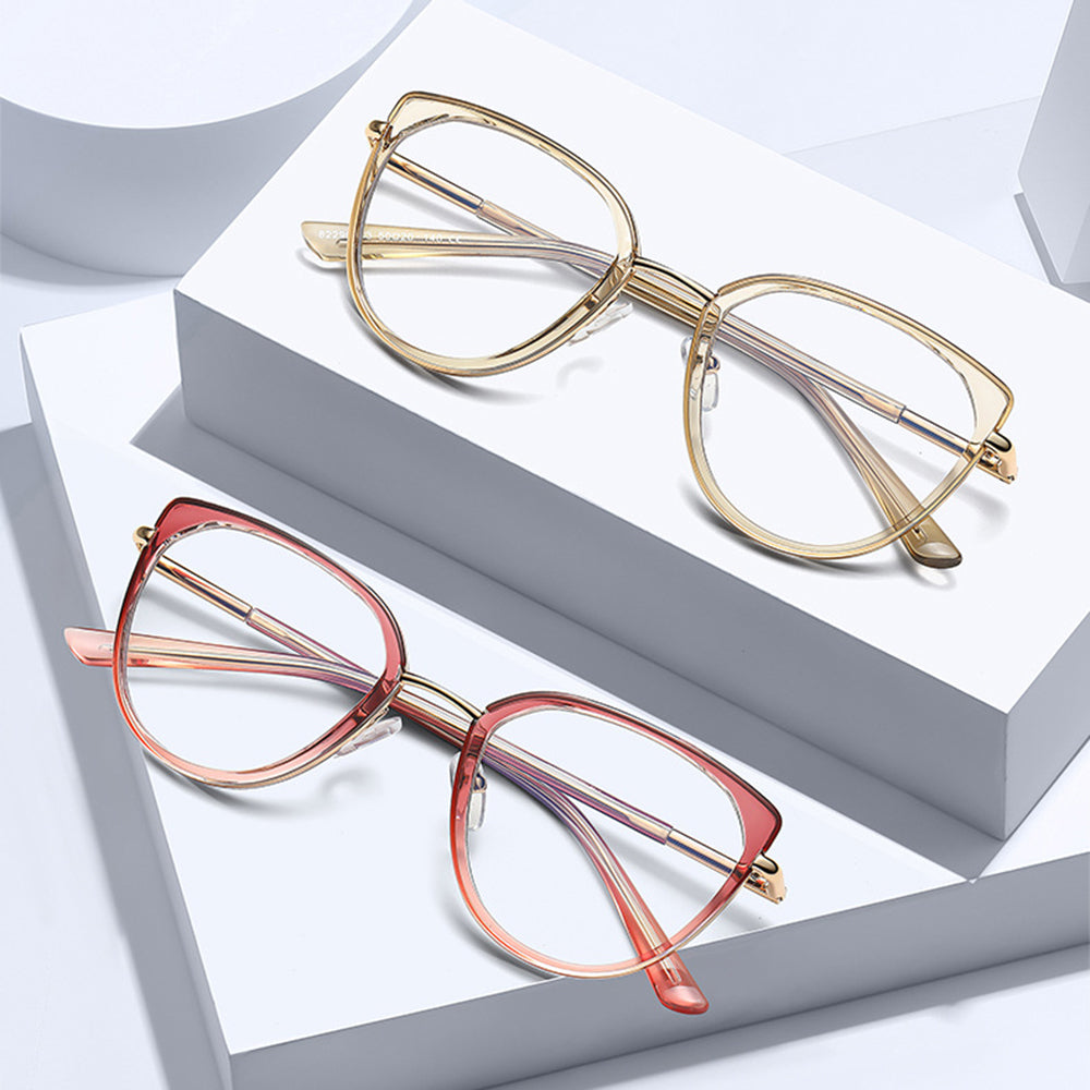 Gafas de Ordenador para Mujer Techsuit 82290, Anti-Luz Azul, Doradas Rosas