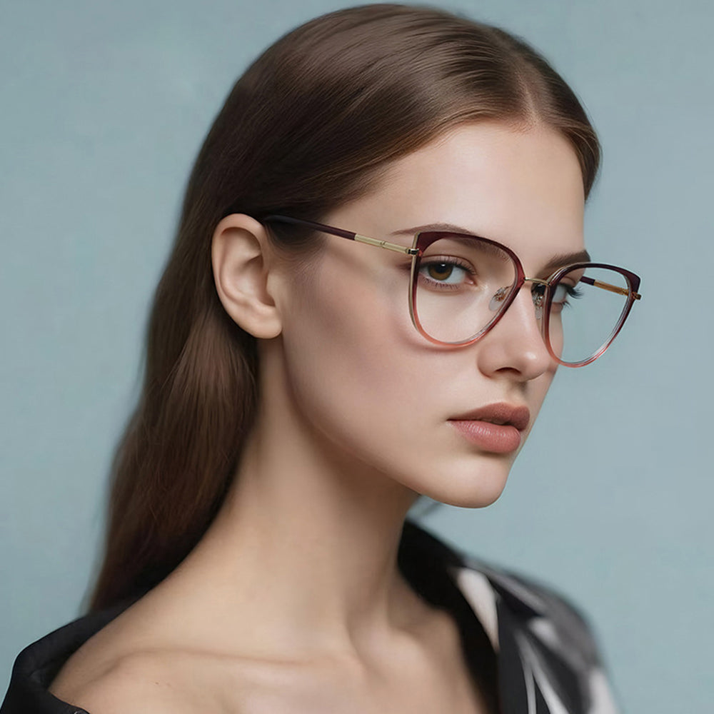 Gafas de Ordenador para Mujer Techsuit 82290, Anti-Luz Azul, Doradas Rosas