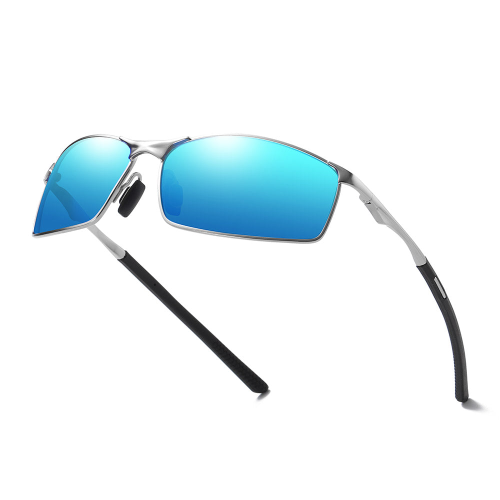 Gafas de Sol para Hombre Techsuit 559, Polarizadas, Protección UV, Plateadas Azules