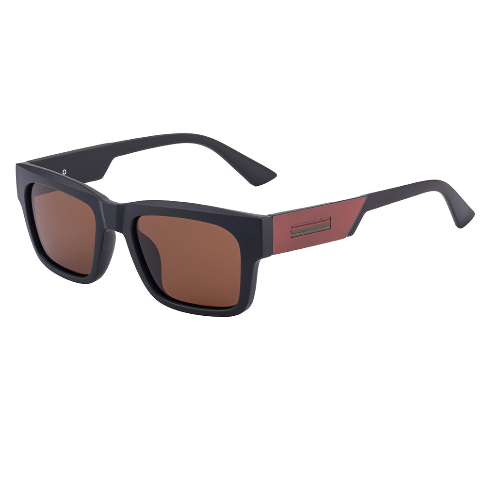 Gafas de Sol para Hombre Techsuit 8491, Polarizadas, Protección UV, Negro Mate Rojo