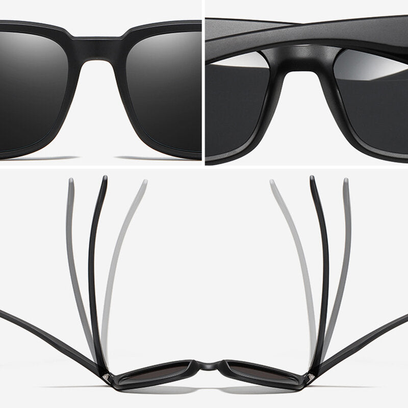 Gafas de Sol para Hombre Techsuit TR90 (MM101), Polarizadas, Protección UV, Negro Mate Gris