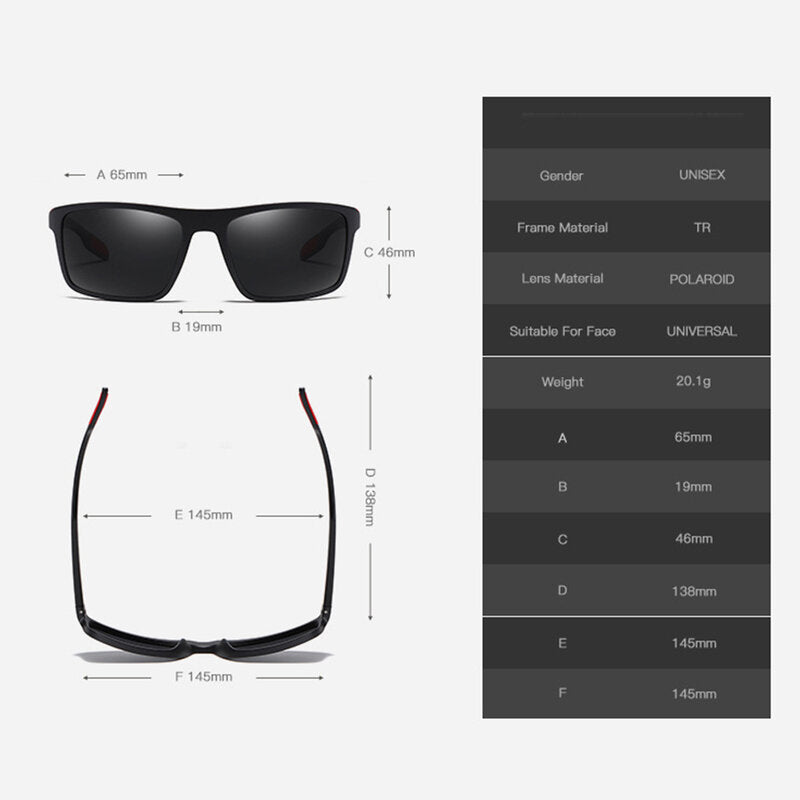 Gafas de Sol para Hombre Techsuit TR90 (MM101), Polarizadas, Protección UV, Negro Mate Gris