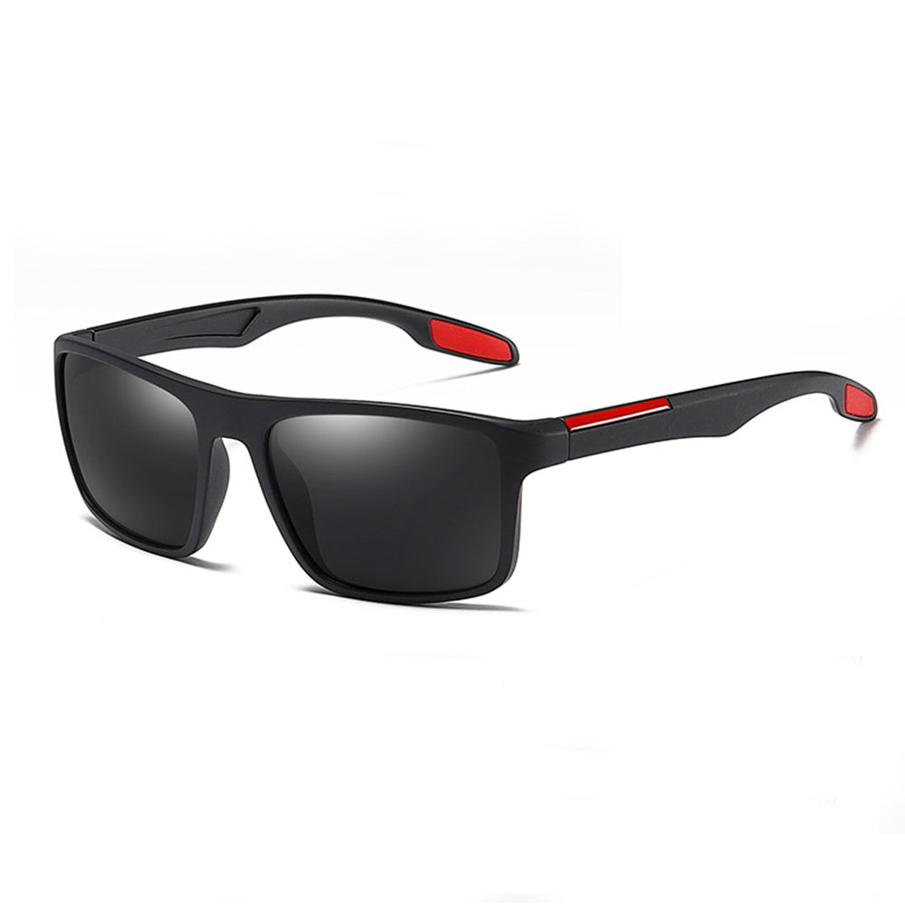 Gafas de Sol para Hombre Techsuit TR90 (MM101), Polarizadas, Protección UV, Negro Mate Rojo