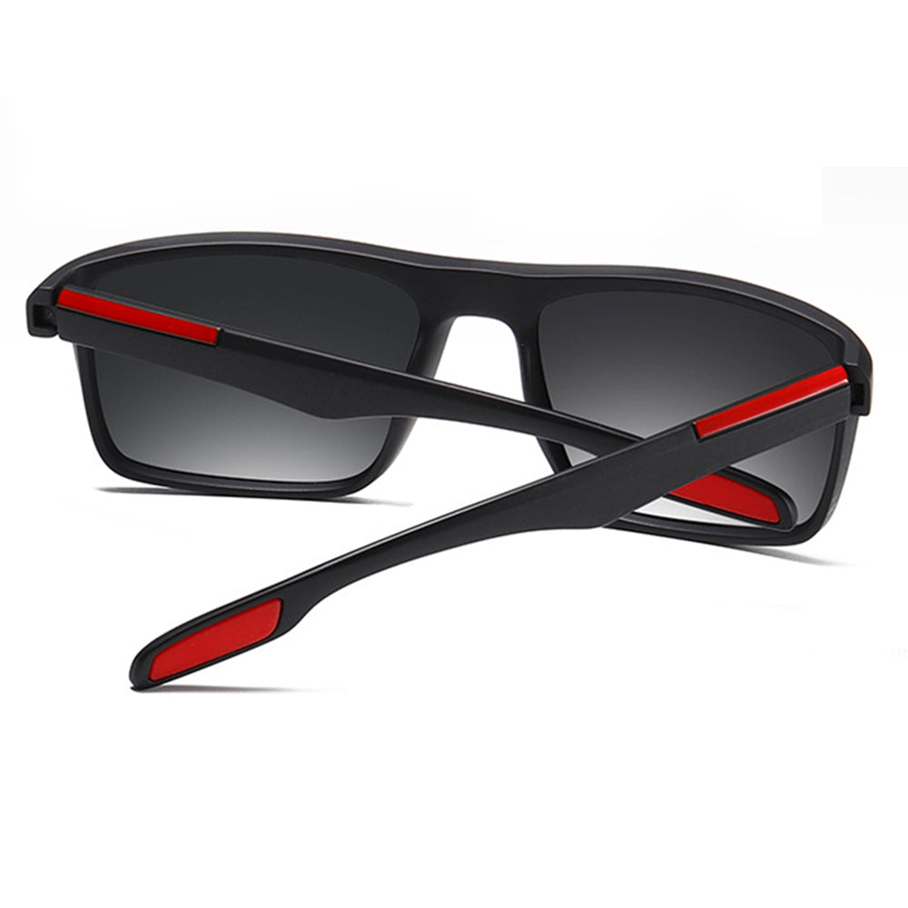 Gafas de Sol para Hombre Techsuit TR90 (MM101), Polarizadas, Protección UV, Negro Mate Rojo