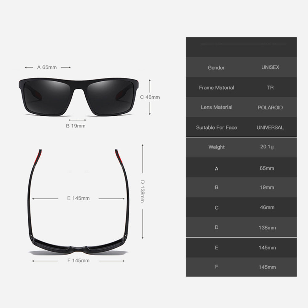 Gafas de Sol para Hombre Techsuit TR90 (MM101), Polarizadas, Protección UV, Negro Mate Rojo