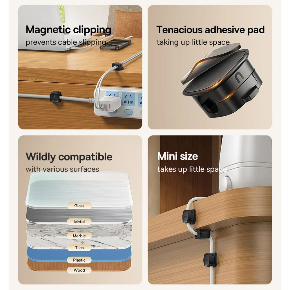 Organizador de Cables Baseus Lite Magnético, Set 3 Piezas, Blanco B01331106211-00