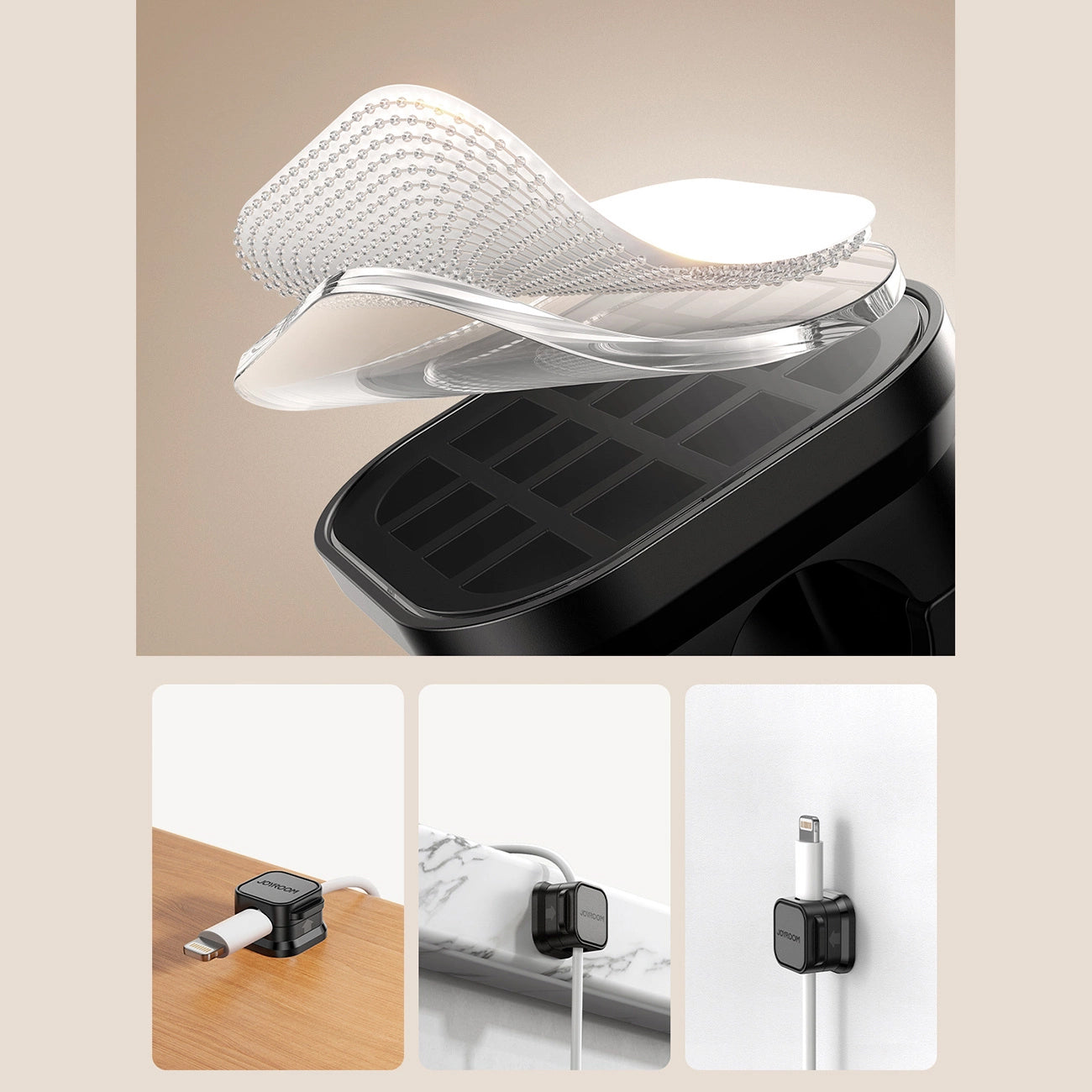 Organizador de Cables Joyroom JR-ZS368, Set de 6 Piezas, Negro