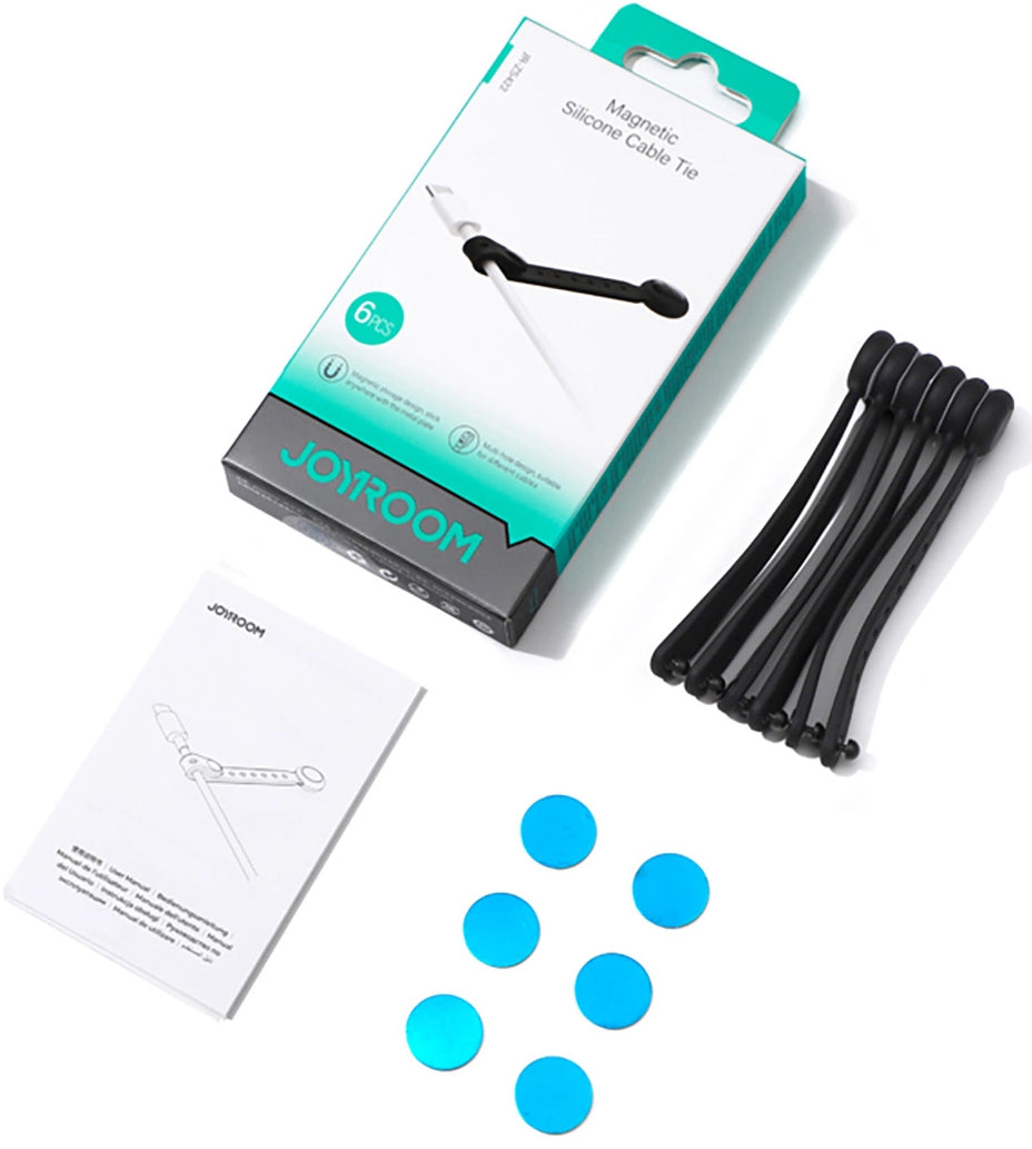 Organizador de Cables Joyroom JR-ZS422, Magnético, Set de 6 Piezas, Negro