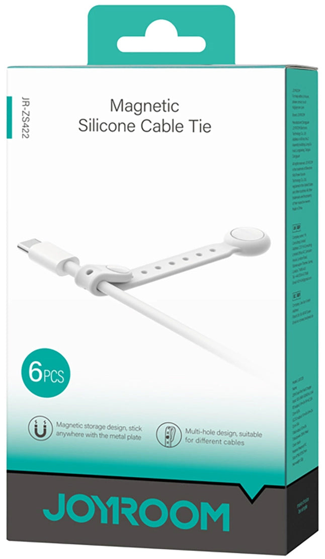 Organizador de Cables Joyroom JR-ZS422, Magnético, Set de 6 Piezas, Blanco