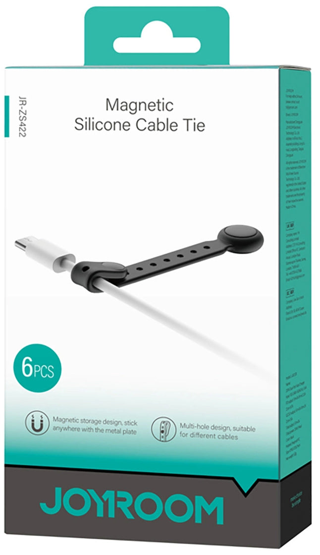 Organizador de Cables Joyroom JR-ZS422, Magnético, Set de 6 Piezas, Negro