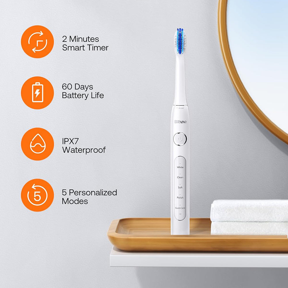 Cepillo de Dientes Eléctrico Bitvae D2, Blanco
