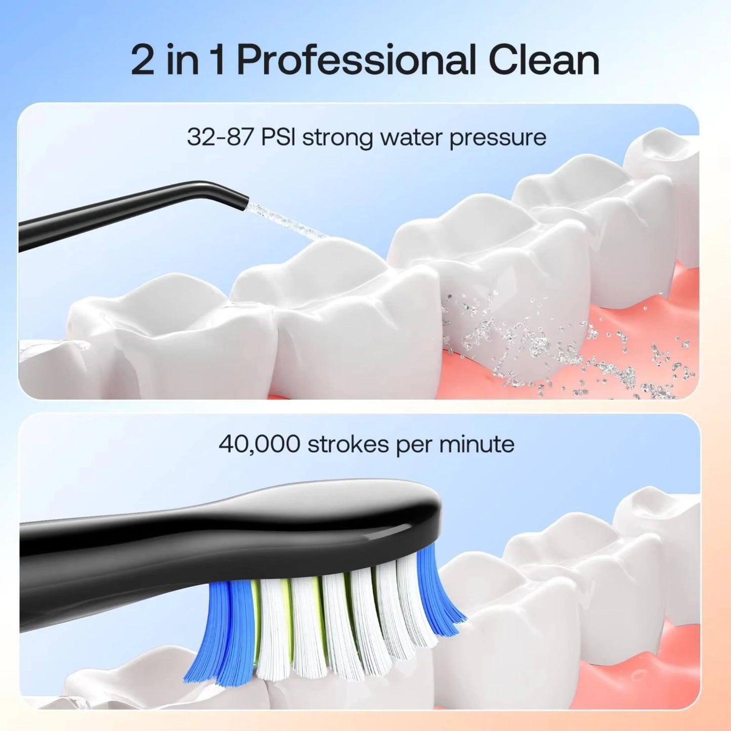 Electric Toothbrush and Oral Irrigator Bitvae E11 + F5020E, Black