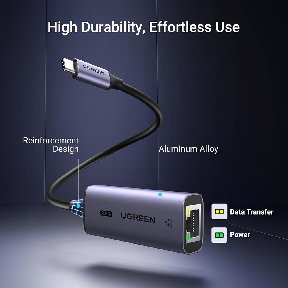 Placa de Red UGREEN CM648 (25052), RJ45, USB-C, Gris