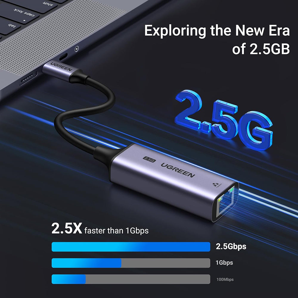 Placa de Red UGREEN CM648 (25052), RJ45, USB-C, Gris