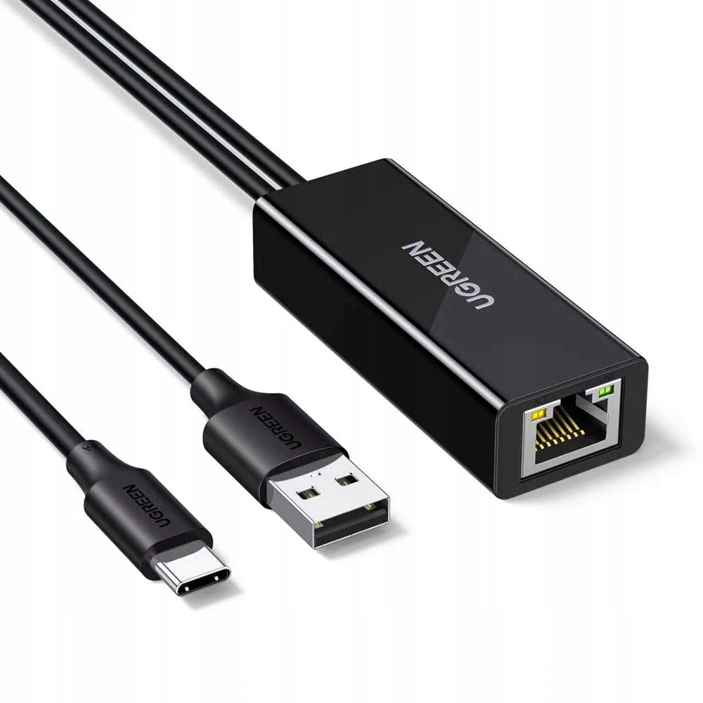 Placa de Red UGREEN CR110 (75535), RJ45, USB / USB-C, Negro