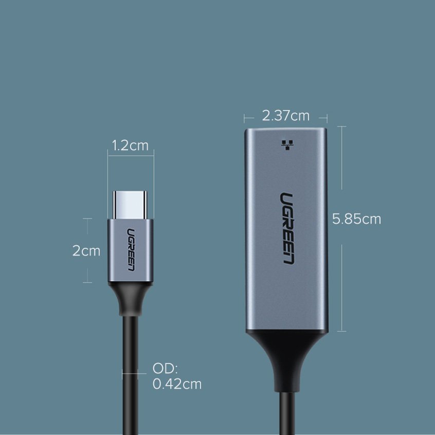 Tarjeta de red UGREEN CM199, RJ45, USB-C, Gris