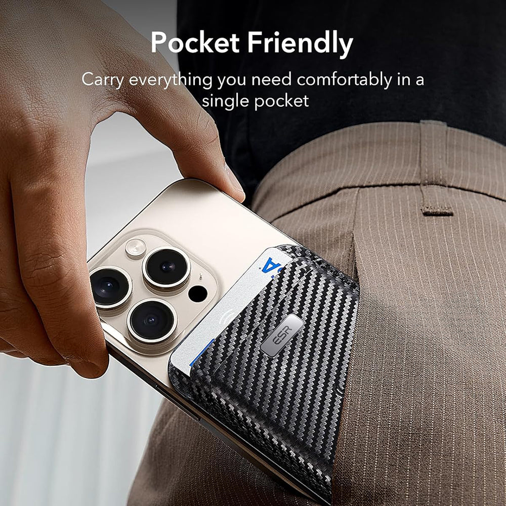 Cartera Magsafe, ESR, Classic Geo Carbon, Negro