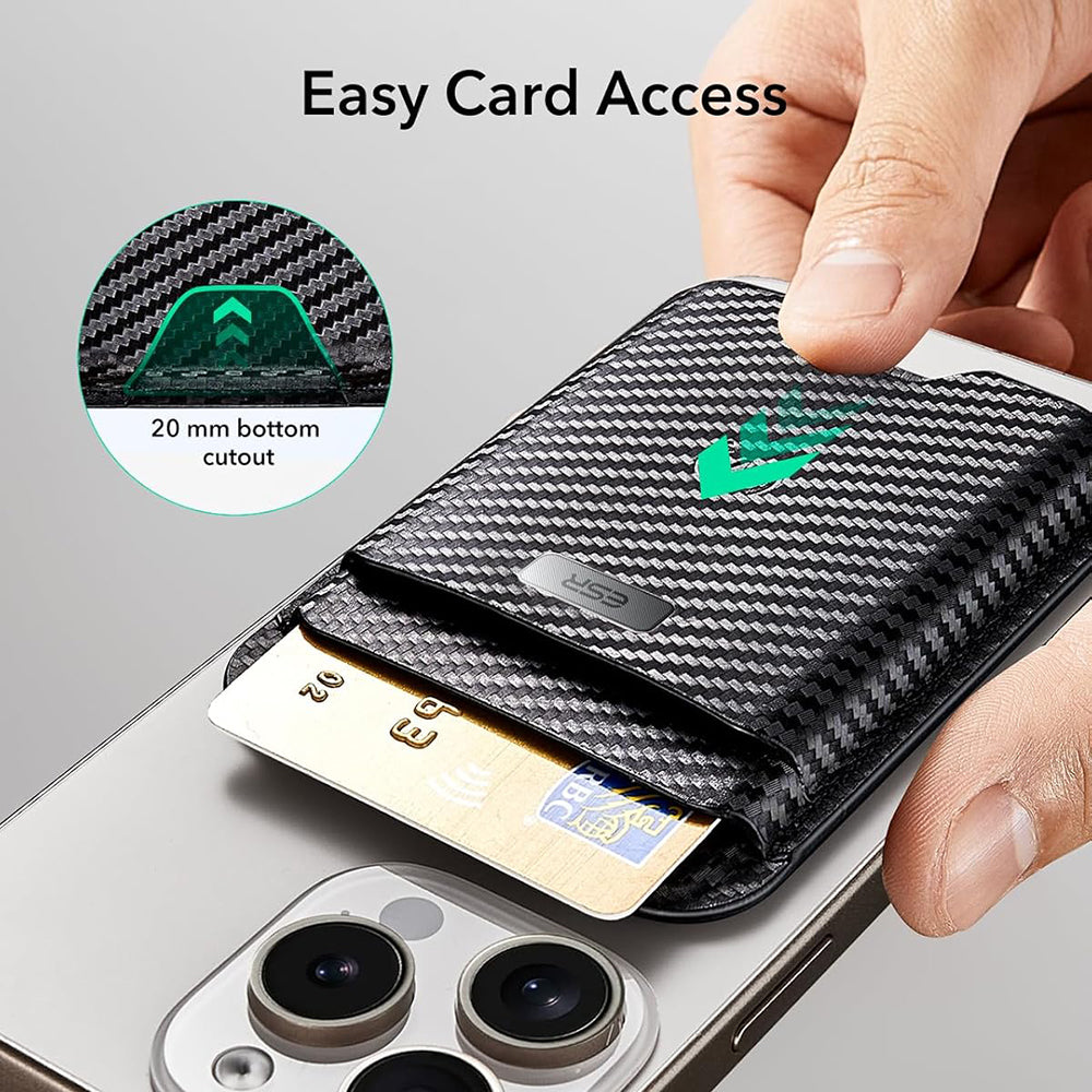 Cartera Magsafe, ESR, Classic Geo Carbon, Negro