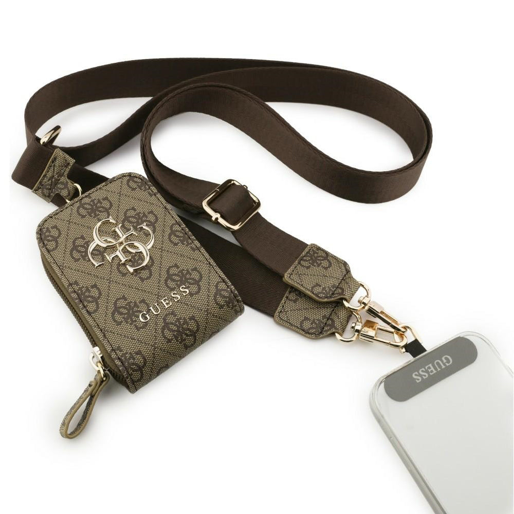 Cartera y Cordón para Teléfono Guess 4G Metal Logo, Marrón