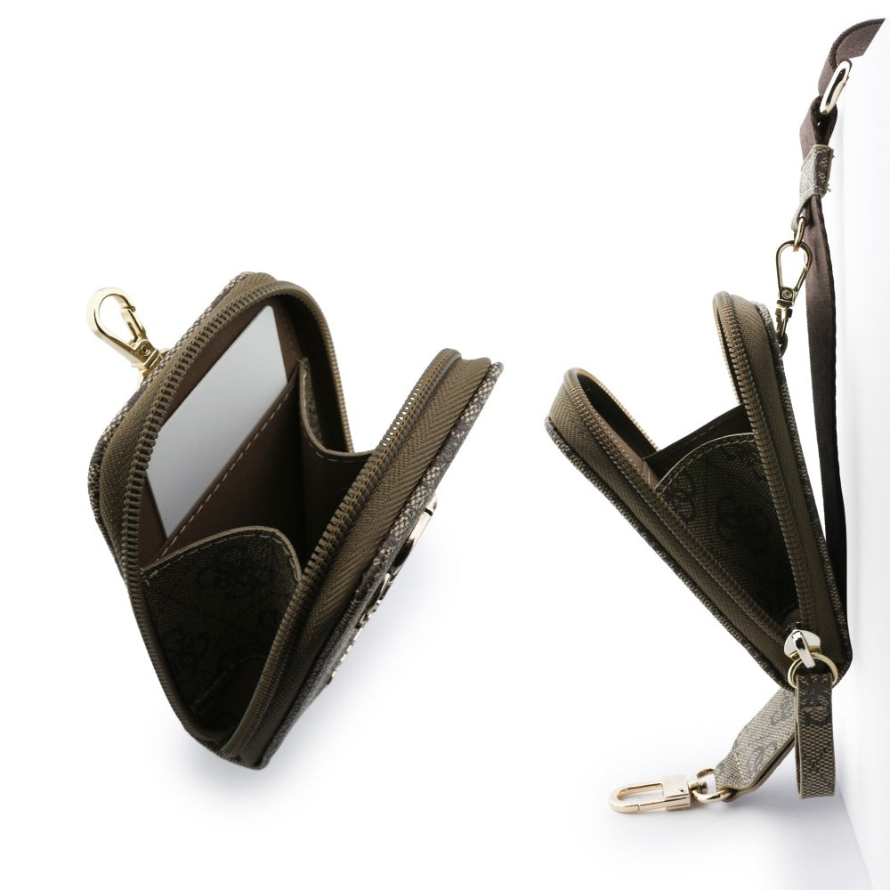 Cartera y Cordón para Teléfono Guess 4G Metal Logo, Marrón