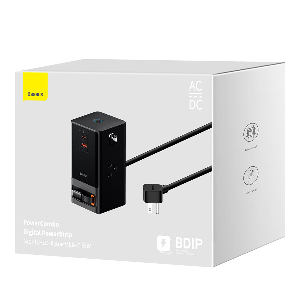 Extensión Baseus PowerCombo US, 3 x Enchufes, Negro PSLR000101