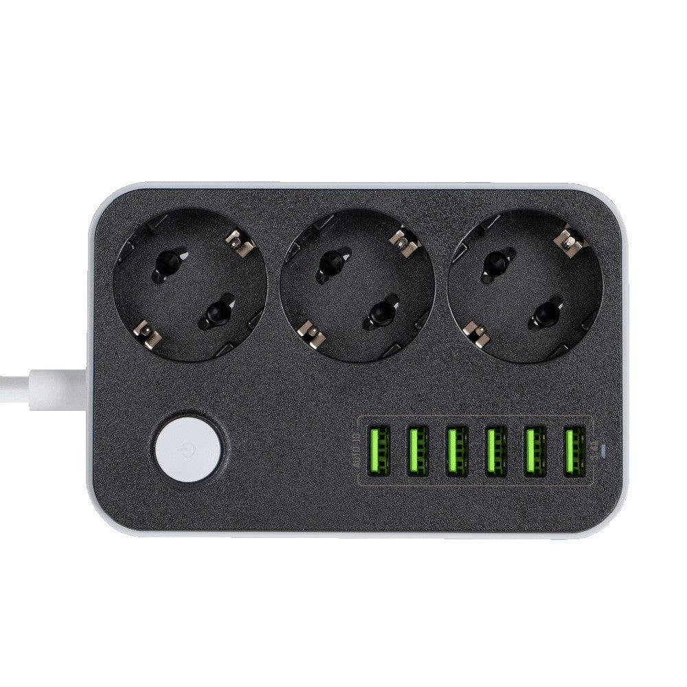 Extensión ColorWay, 3 x Schuko - 6 x USB-A, Negro