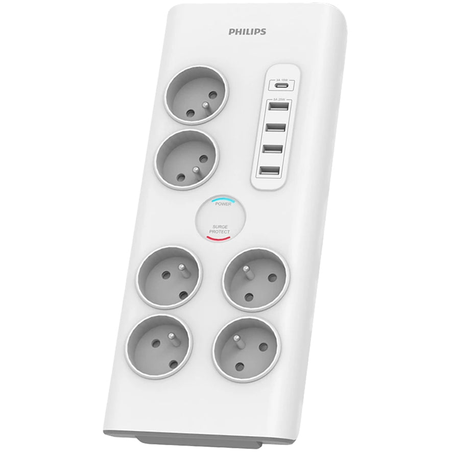 Cargador de red Philips, 4 x USB-A - 1 x USB-C - 6 x Schuko, blanco PHIL-SPN7060WA/60