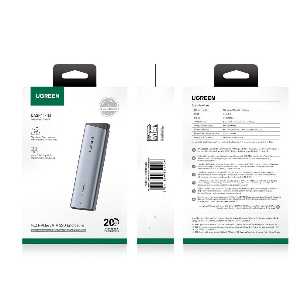Rack UGREEN CM767 (55150) para SSD M.2 NVMe, Gris