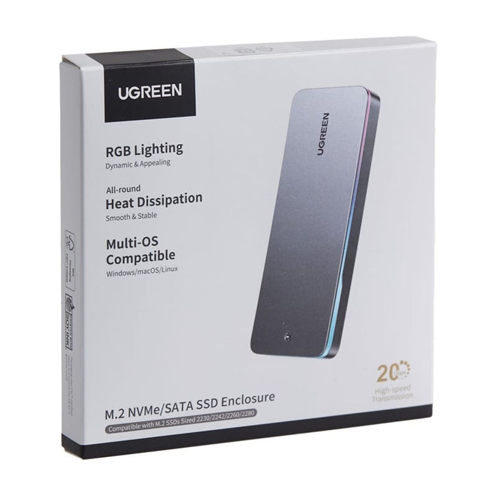 Rack UGREEN CM777 (25665) para SSD M.2 NVMe, Negro