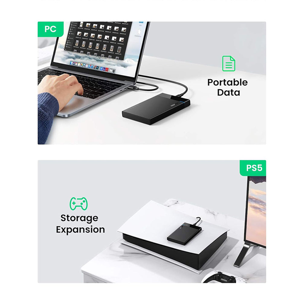 Rack UGREEN US221 (50743) para HDD / SSD SATA 2.5 pulgadas, USB-C, Negro