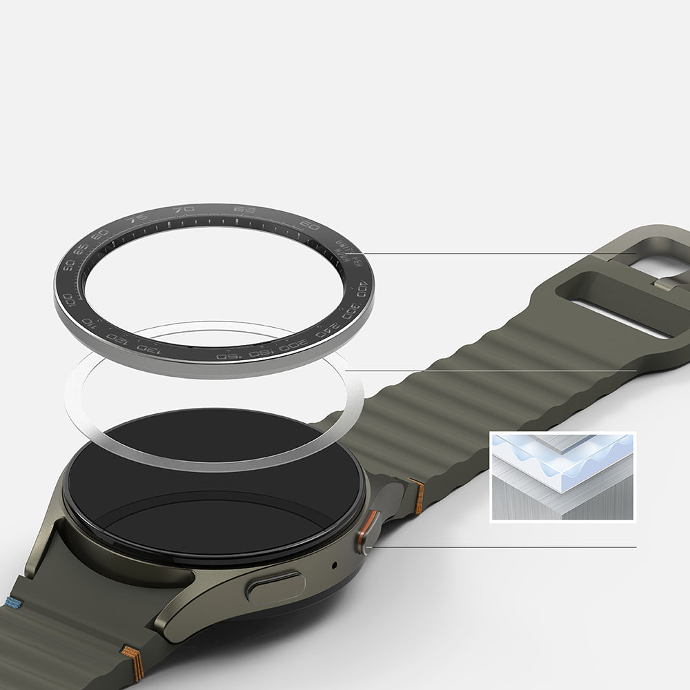 Marco de Protección Ringke Premium Styling para Samsung Galaxy Watch7 44mm, Modelo 1, Negro