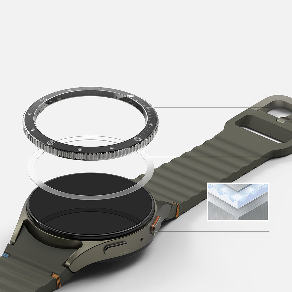 Marco de Protección Ringke Premium Styling para Samsung Galaxy Watch7 44mm, Modelo 2, Negro
