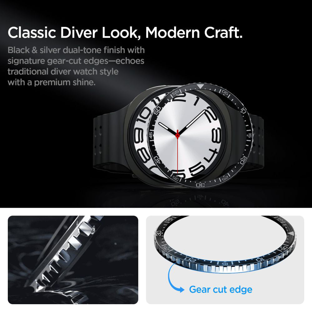 Marco de protección Spigen Tune Diver para Samsung Galaxy Watch8 44mm, Negro ACS10008