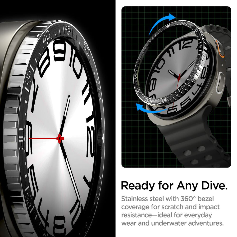 Marco de protección Spigen Tune Diver para Samsung Galaxy Watch8 44mm, Negro ACS10008